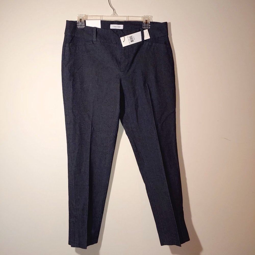 New With Tag Calvin Klein Modern Fit Stretch Ankle Pants Size 10 Dark Gr…
